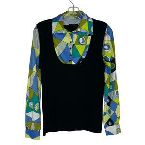 Mosca Layered vest blouse women's size Small Retro 80s artsy